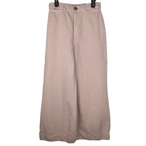 BCBGMaxAzria High Rise Wide Leg Linen Blend Trousers Pants Jeans Pink Size 27